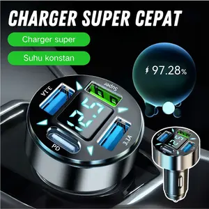 Pengisi daya mobil layar digital PD+Super+3.1A Pengisi daya mobil layar digital Pengisi daya ponsel PD satu hingga empat Pengisi daya mobil QC3.1A