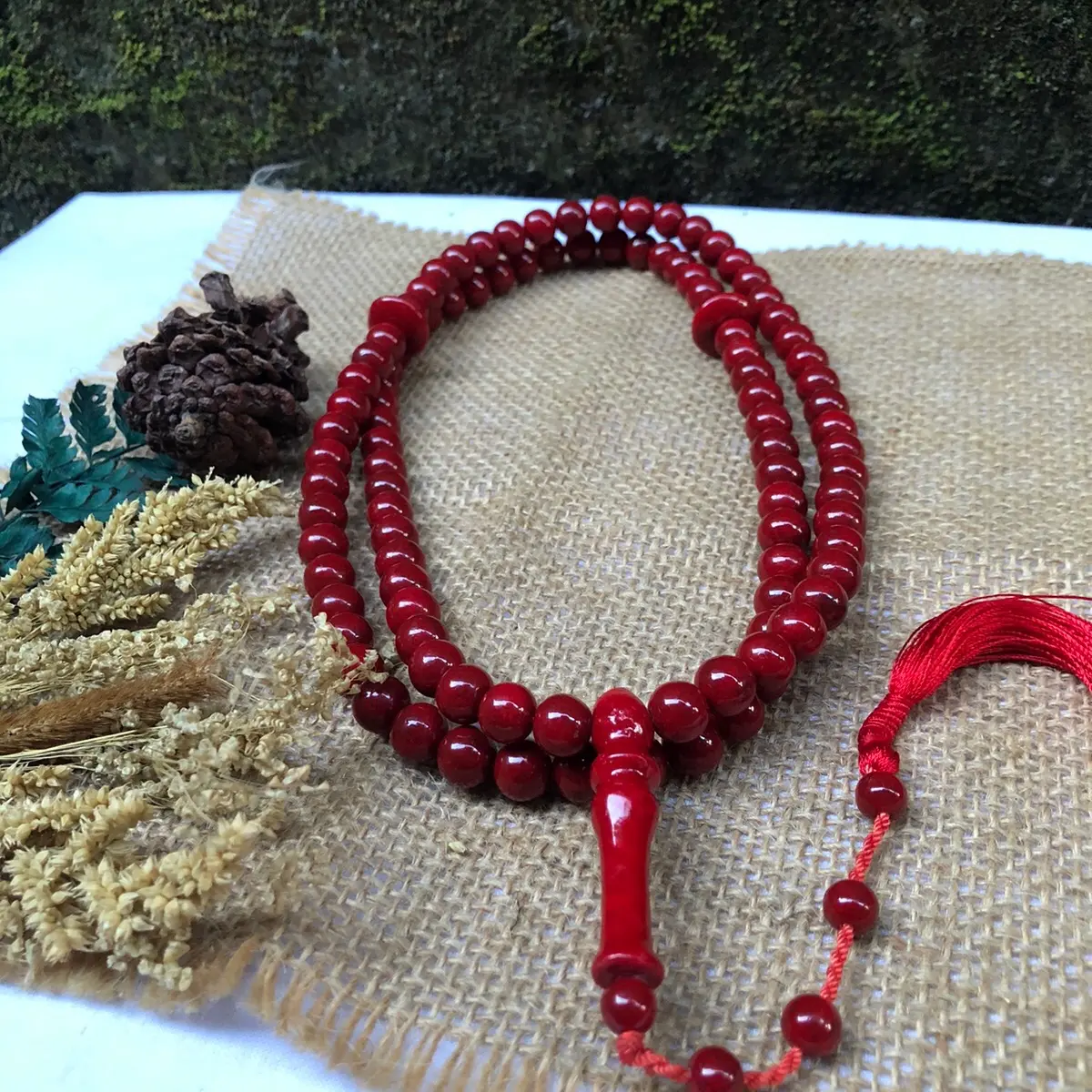 Tasbih batu marjan/red coral size 8mm