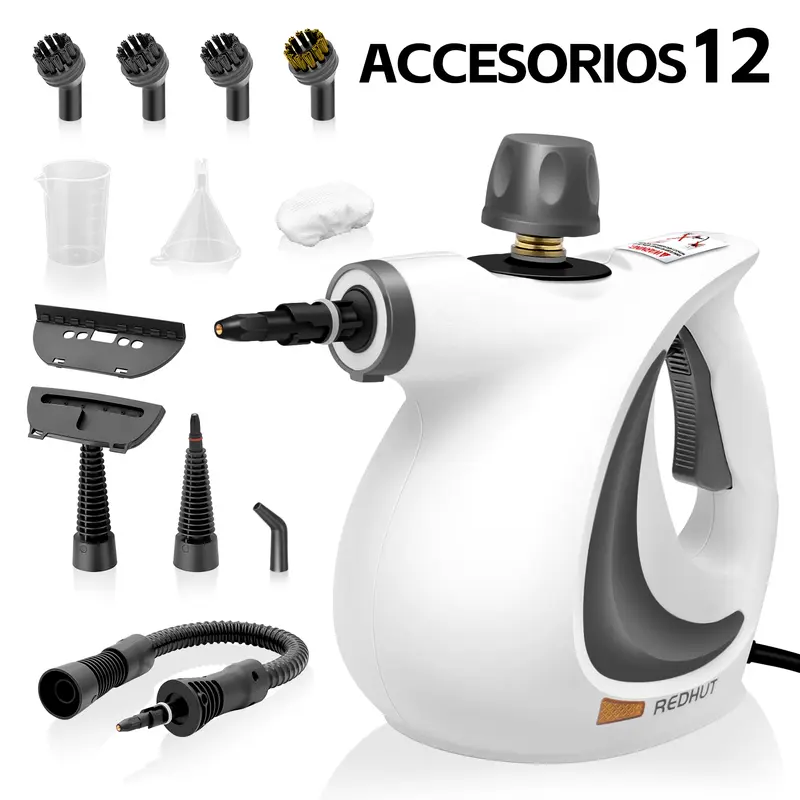 REDHUT Limpiador a Vapor Portátil con 12 Accesorios, Alta Presión y Ecológico, Limpieza Profunda y Desodorizante para el Hogar, Cocina y Baño - Foto 1