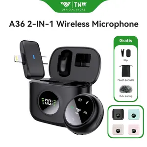 A36 Wireless Lavalier Mikrofon A37 Dual Magnetic Mic Plug & Play Clip-On Microphone Auto Sync Noise Reductio for YouTube Live Interview
