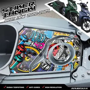 Stiker Tangki Bensin Beat New 2020 2021 2022 2023 2024 Sticker Tengki Motor Beat Anti Luntur JPS