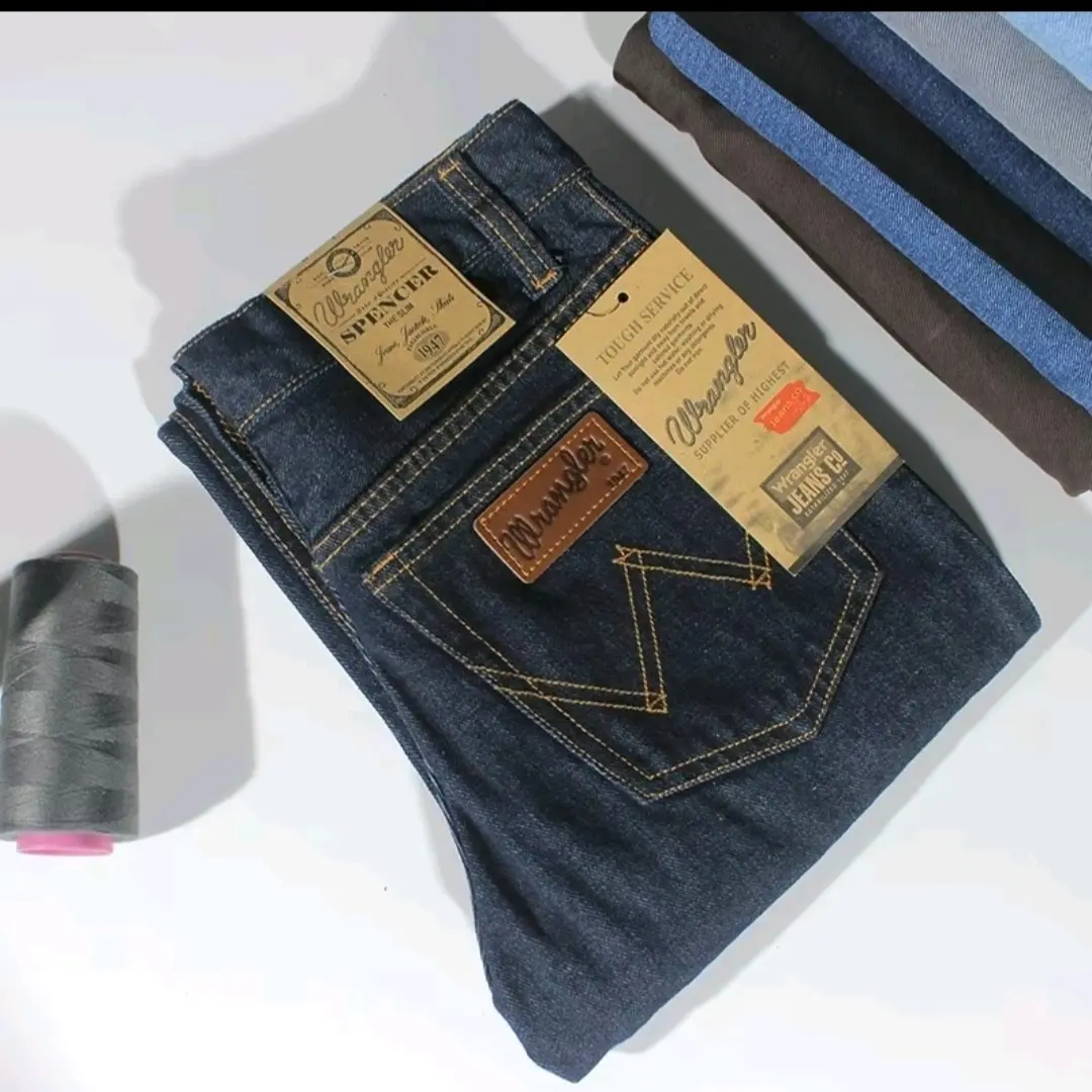 Celana Jeans Wrangler Jumbo Standar Reguler Fit 27-44 Non Stretch Denim Pants 2025 Big Size Pria Panjang Biru Hitam - Slim, Straight, Cowok, Dewasa