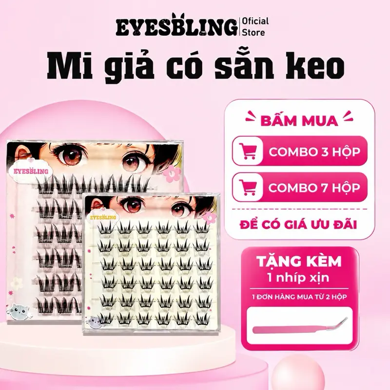 Mi EYESBLING Mi Giả Không Cần Dùng Keo Thế Hệ Mới Tái Sử Dụng 2-3 Lần Mỹ Phẩm Nữ Women Cosmetic Giúp Mi Dài Cong Từ 24 Giờ