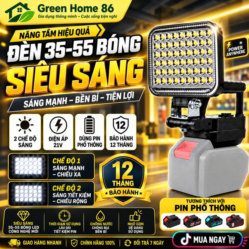 [DEAR LIVE SIÊU RẺ-HÀNG LOẠI 1] Đèn Led 35/55 Bóng Siêu Sáng Dùng Chân Pin Phổ Thông Với 2 Chế Độ Sáng, X2 Cổng Sạc USB, Tay Cầm Siêu Tiện Lợi, Đèn Tích Điện, Đèn Pha Led