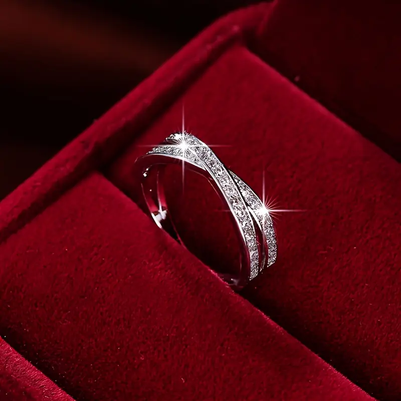 Simple Fashion Cross Zircon Ring For Women Jewelry Gift Birthday Gifts For Women Wife Girls Her 1pc