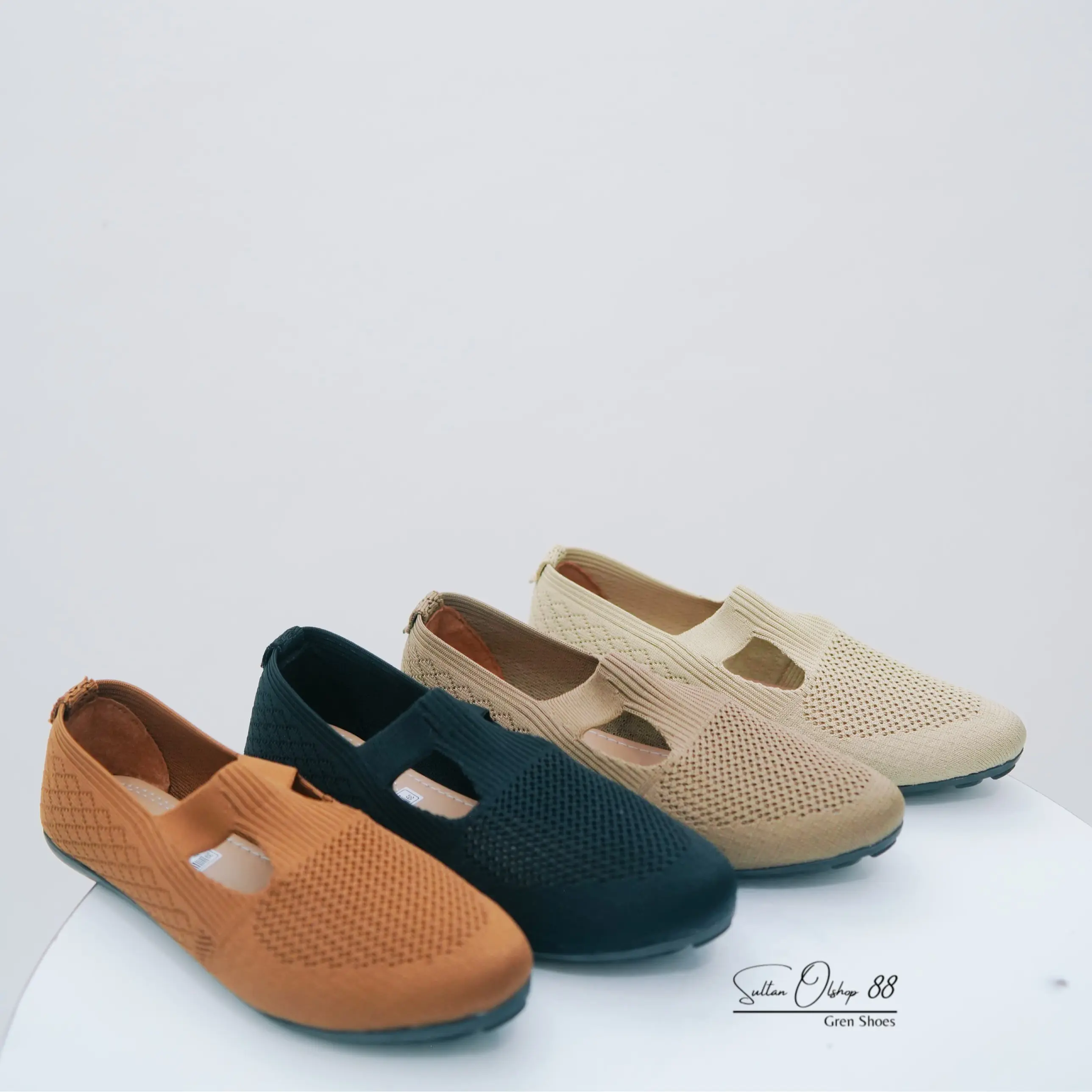Sepatu Flat Shoes Wanita Rajut Sol Karet Lentur
