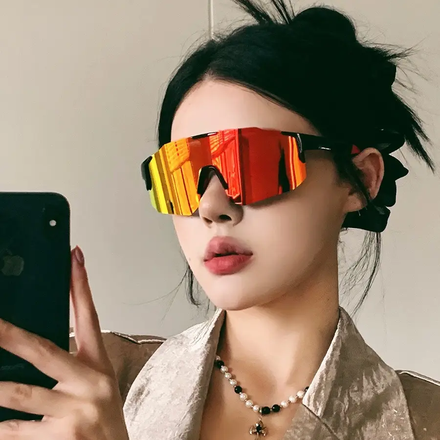 COD Kacamata bersepeda profesional untuk sepeda gunung dan jalan raya, bingkai besar, ramping, unisex, tahan angin, kacamata pelindung mata warna-warni Eyewear Sunglasses