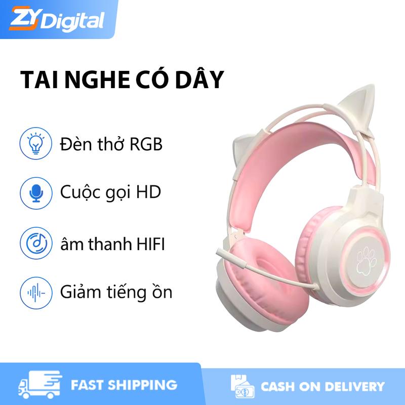 trò chơi mèo có dây giá trị màu sắc cao ZYDigital G35  Có Mic Chơi Game, Học Online,  Nhạc HIFI, nhot  nghe bluetooth anime earphones tai thỏ headphones