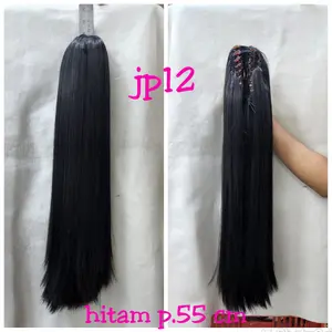 Ponytail Jepit Rambut Palsu Quality Premium Lurus Panjang 55 CM JP 12 Hitam P55 CM Fiber Halus Lembut Tidak Mengkilap Cocok Untuk Hairclip Extension