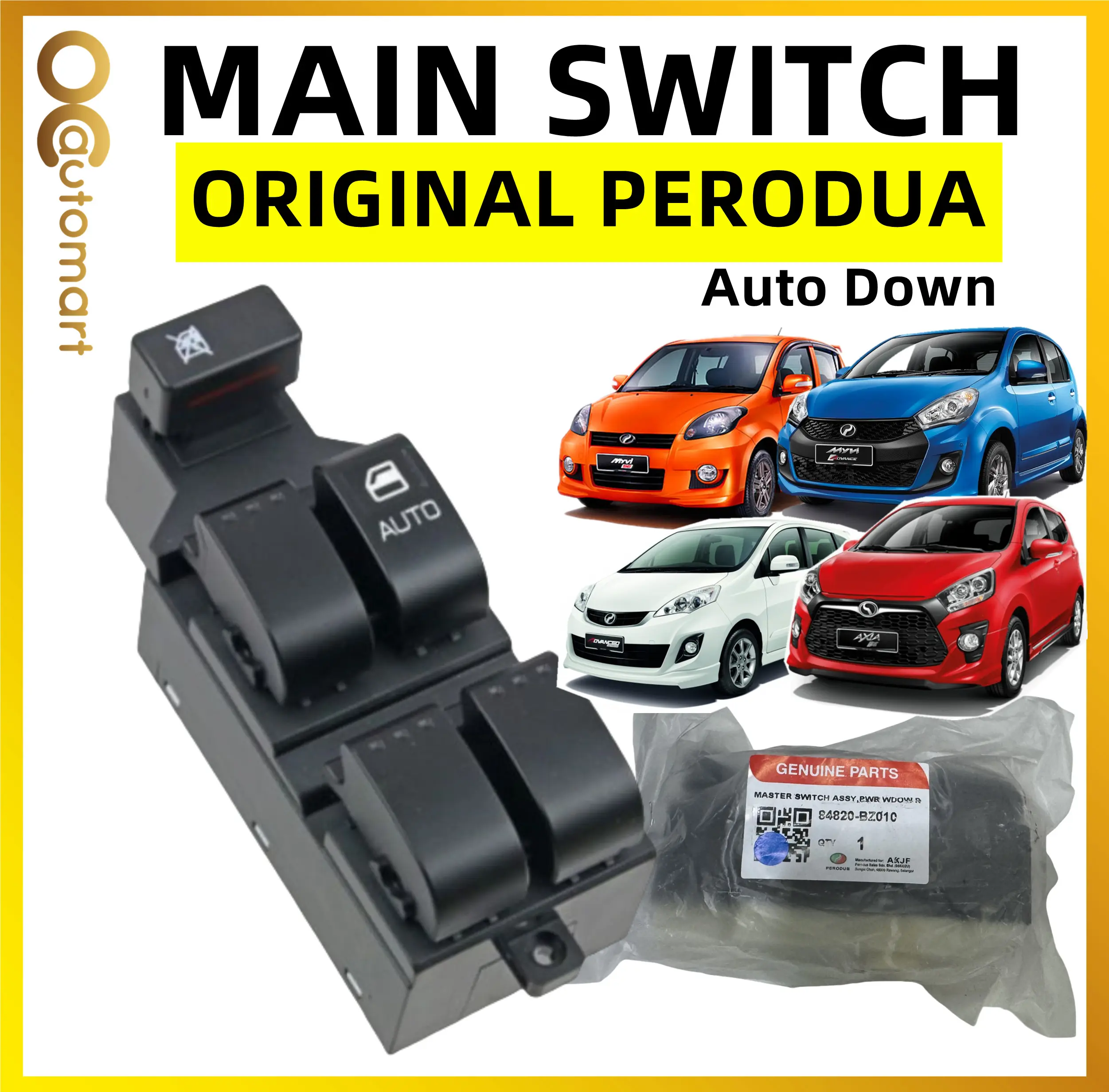 Perodua Power Window Main Switch Auto Down or Auto up Down for Perodua Myvi / Viva / Alza / Axia Accessories Automotive Car