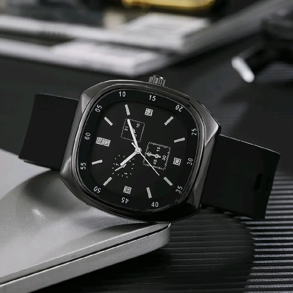 Promo! Jam Tangan pria/Wanita Korea Fashion Segi Rubber Fashion Watch Analog Quartz Gaya Popularitas Jam Cowok