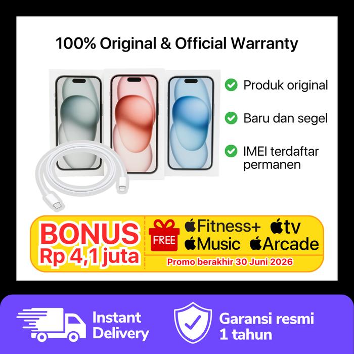 Handphone Ios Promo iPhone 15 128GB / 256GB / 512GB Garansi Resmi TAM iBOX Cicil 0% ...