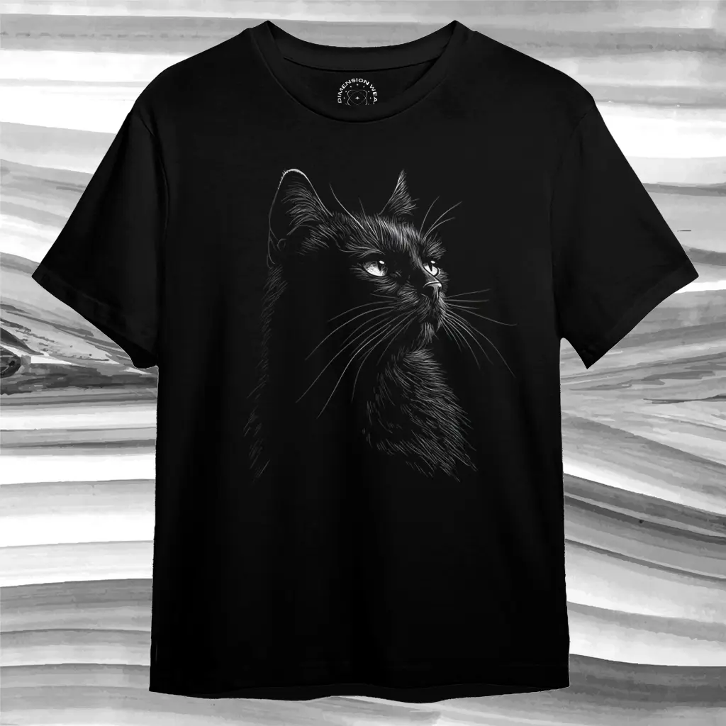 3DimensionWear T-Shirt Full Black Cat V2 - DT0715