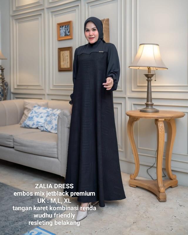 Product Introduction of Zahra Dress jetblack premium original by saideofficial / pakaian dress gamis muslim wanita Hitam Polos Kantong Lembut Mutiara Outer Semi Panjang Mewah Kancing Maxi Pesta Kancing 7