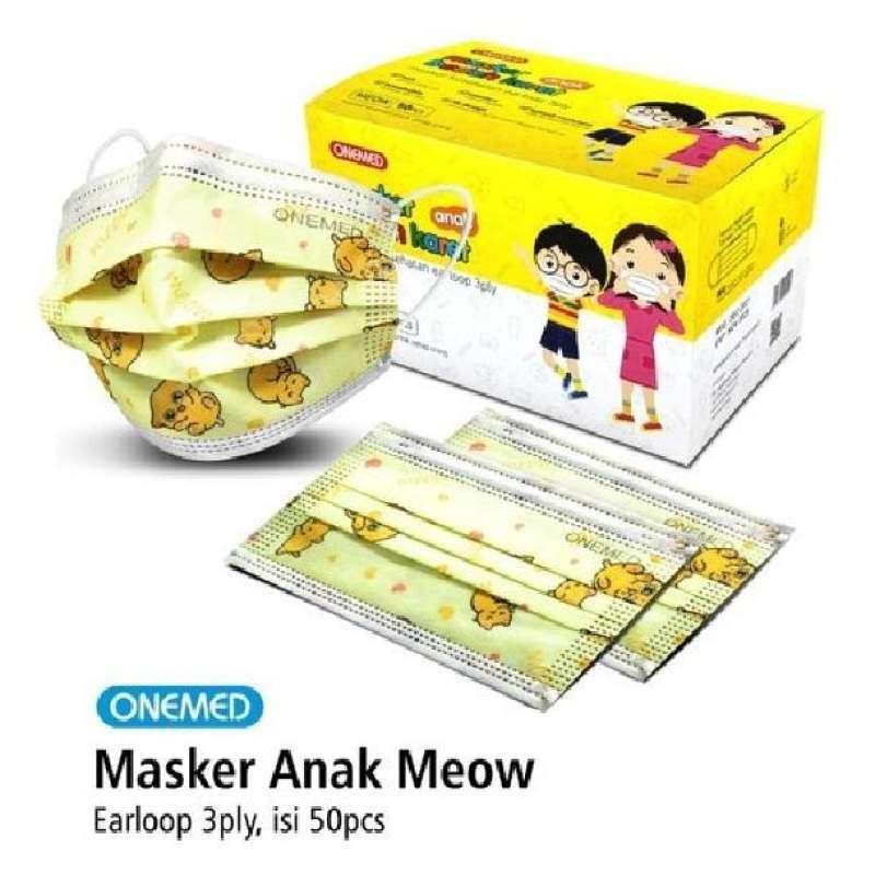 Onemed Masker Bedah Anak Earloop 50pcs/box - Putih