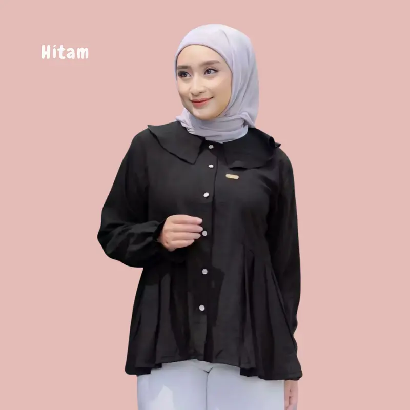 AYYA BLOUSE - KEMEJA ATASAN DEWASA - FULL KANCING DEPAN - BAHAN CRINKLE - Wanita - Remaja 1