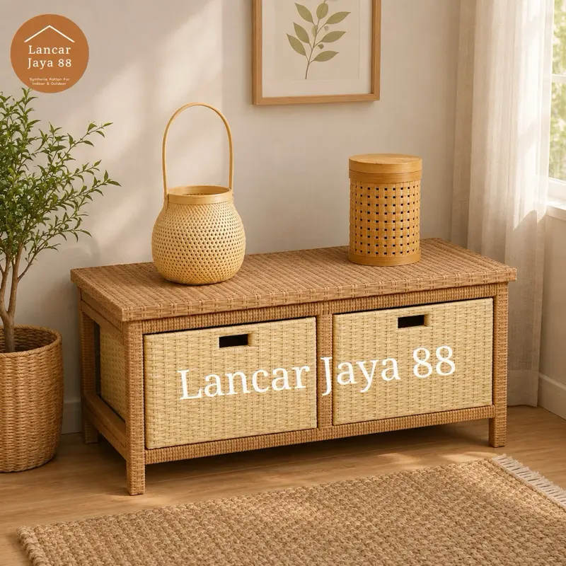 Lemari Laci Rotan Sintetis 2 Samping Minimalis