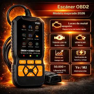 Escáner de diagnóstico OBD2 profesional V520, detector de fallas del motor, lector de códigos, probador de batería, admite 10 idiomas, compatible con todos los vehículos OBD II desde 1996