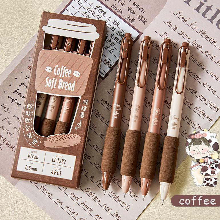 Set 4 Bút Bi Tạo Hình Cappuccino Mocha Trung Tính Dễ Thương