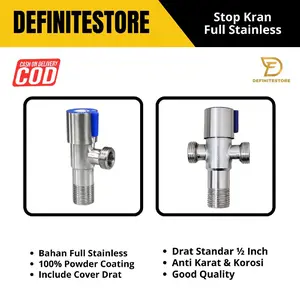 Stop Kran 1/2 Inch Kran Keran Kloset Kran Keran Air Sambungan Kran Air 1/2 Inch Kran Stainless SUS 304 Stop Kran Single Double Minimalis