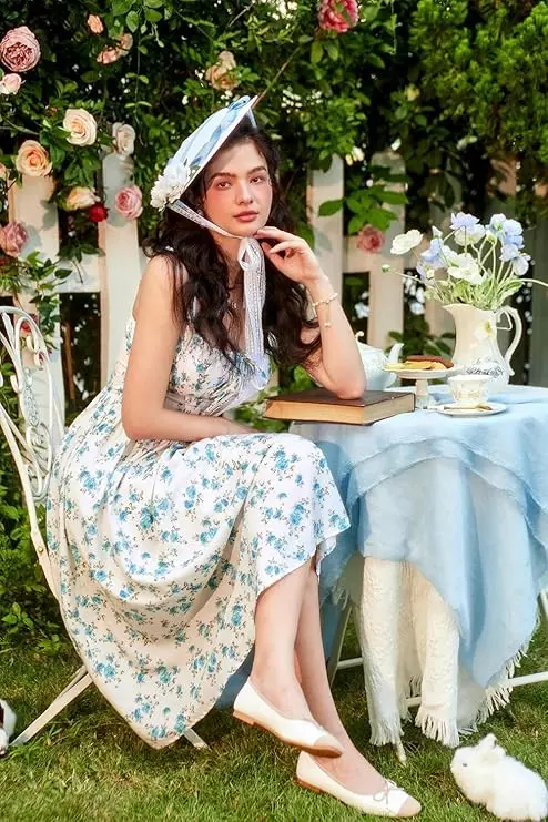 Product Introduction of Grace Karin Floral Printed Corset Dress Ruched Bust Cami Dress Flowy Sundress 8