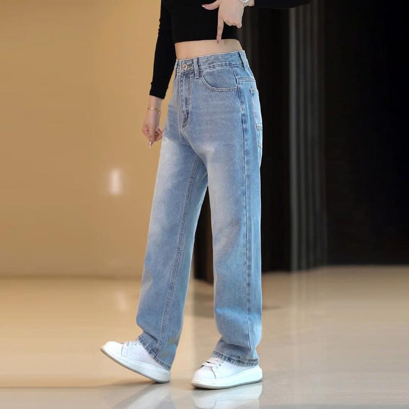 Quần Jean Unisex Nam Nữ Form Xuông Rộng Cạp Khoá Cực Hách Dáng Chất Denim Dày Dặn Che Khuyết Điểm Tốt - Jean551