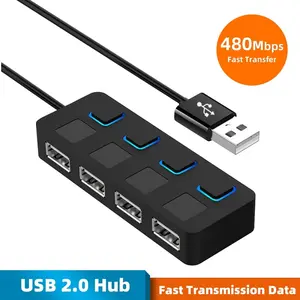 4 Ports USB 2.0 HUB USB On/Off Switch Splitter Expander with Independent 480Mbps Fast Transmission Data Adapter For PC Computer - 14:193