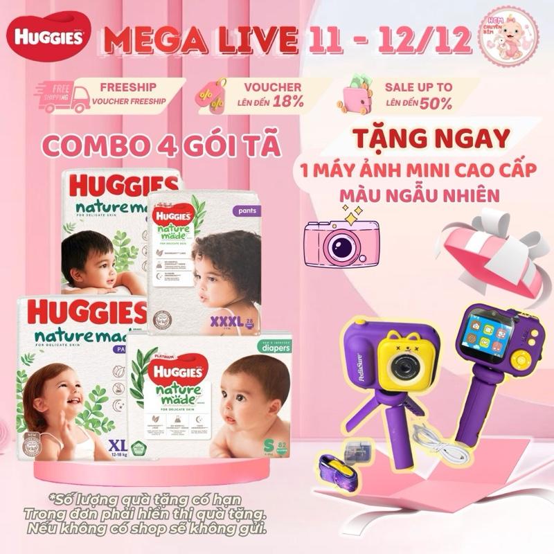 Combo 4 Tã Quần Huggies Nature Made Size M58 L44  XL38 XXL26 Cho Bé 