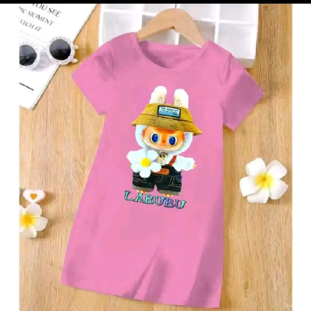 Dress Anak Perempuan Labubu Katun Fashion Cantik, Ukuran 3-10 Tahun - Pakaian
