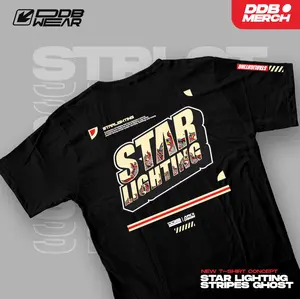 STAR LIGHTING T-SHIRT SERIES | STRIPES GHOST STYLE | STAR MERCHANDISE ORIGINAL | KAOS HITAM PUTIH 24 S COTTON COMBED KAOS DISTRO Lembut