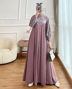 Aghnia Dress Gamis Ceruty Baby Doll Mix Brukat Gamis Kondangan Terbaru Muslim Wanita Dewasa Mewah Simple