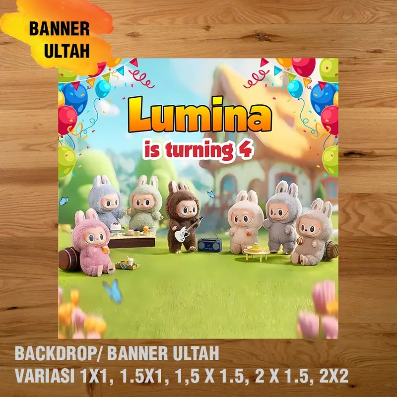 LABUBU BANNER BACKDROP SPANDUK ULANG TAHUN UL-TAH 3