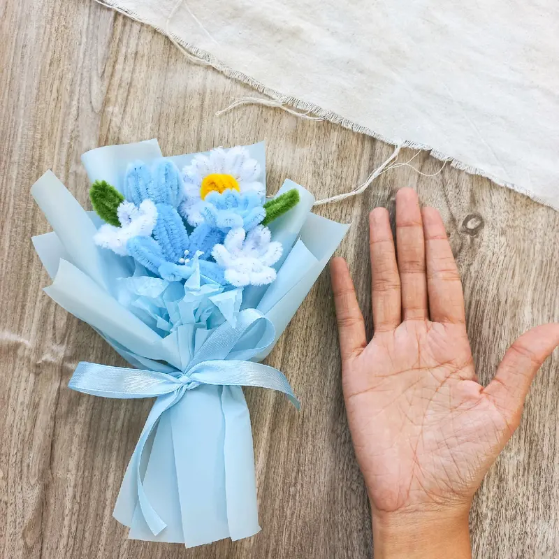Buket mini cantik kawat bulu murah meriah 8