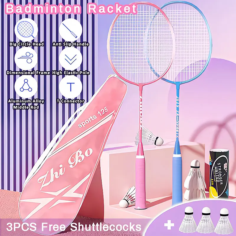 【Free Tas】 Raket Badminton Paket Komplit/ Raket Bulu Tangkis Isi 2 Free Bag/Raket Bulutangkis/Shuttlecock/Kok Badminton Cocok Untuk Orang Dewasa Dan Anak-Anak