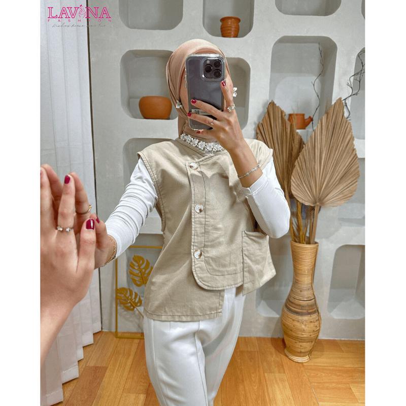 Lavina VOP256 | Novira Outer Vest Katun Premium Kancing Depan dengan Saku 6