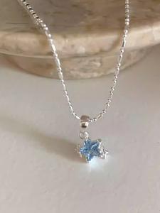 Collar con Colgante de Estrella Azul Elegante para Mujer, Estilo Y2K a la Moda, Versátil para Uso Diario, Accesorio Perfecto para Fiestas
