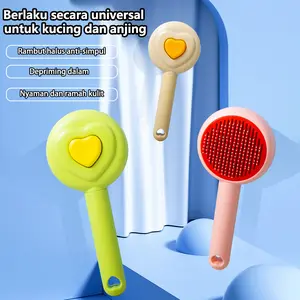 FOLOPETS  Sisir Tombol Bulu Rontok Kucing Grooming Press Brush Sikat Rambut Anabul Hewan Peliharaan Pet Hair Comb Needle Curved