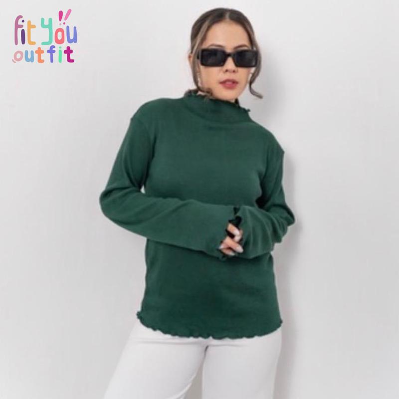 Fityoutfit - Sania Top - Atasan Wanita Panjang Basic Rib Knit Casual Nyaman Knitwear 0