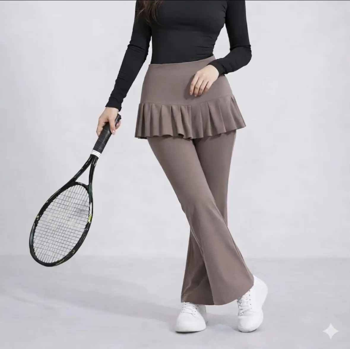 Legging rok cutbray rok rempel olahraga wanita Elastis yoga jogging Zumba