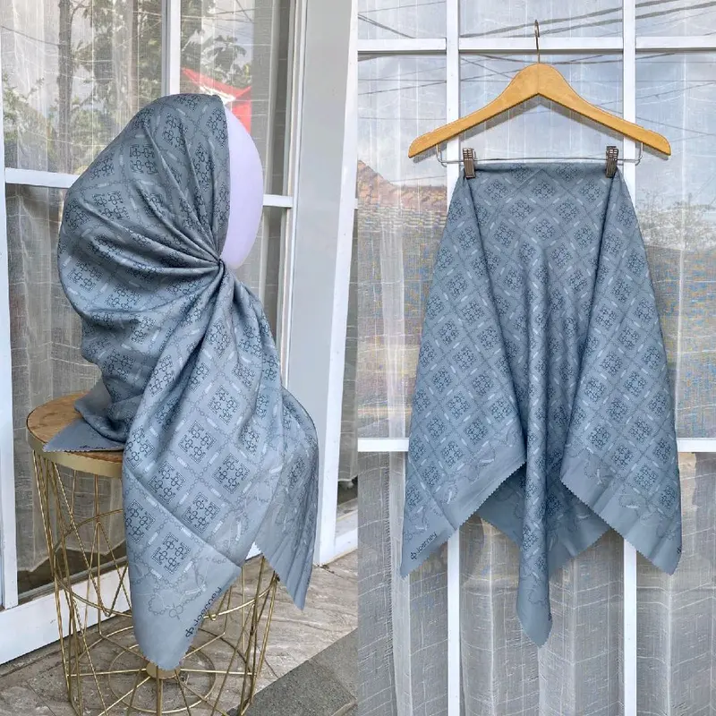 SEGI EMPAT VOAL MOTIF SERIES JP JORNEY | SEGI EMPAT MOTIF VOAL LASERCUT Jilbab Square Muslim Kerudung Printing Mewah 1