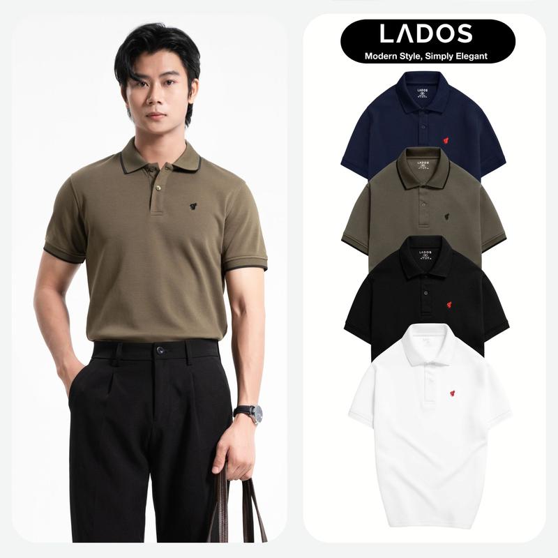 Áo thun polo ngắn tay vải cá sấu cotton INTERLOCK Thêu sói LADOS - 9180