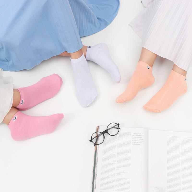 LUSINAN Kaus kaki dewasa pendek Matakaki Panda kaos kaki ankle cute wanita remaja dewasa Katun Putih dan banyak warna Nyaman Hitam Coklat dan banyak warna 2