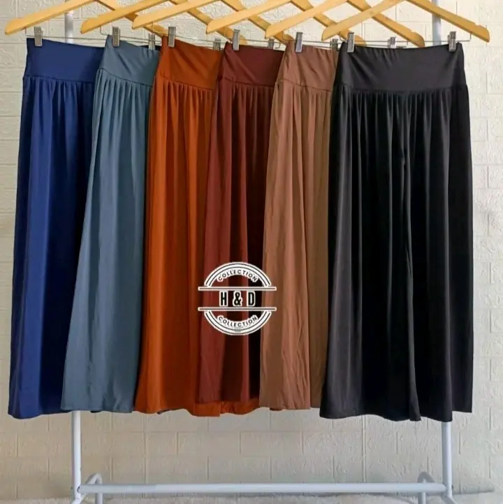 Kulot Rempel Jersey Jumbo Wanita, Celana Panjang Lembut dengan Varian Melar celanakulot