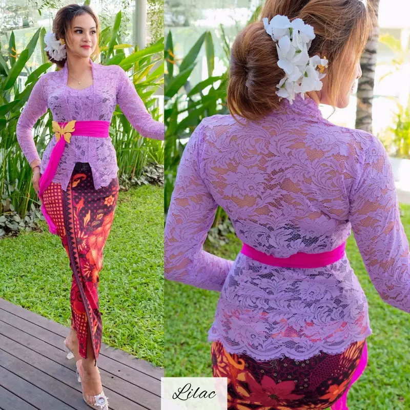 Setelan Baju Kebaya Brokat Stretch Sofia dan Rok Moscreft Batik Panjang Modern 2