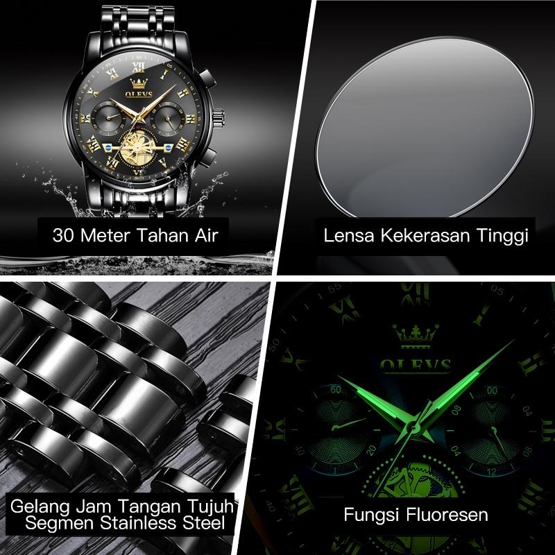 Jam Tangan Pria OLEVS 2859 Anti Air Luminous Analog Chronograph Stainless Steel Men Watch 2