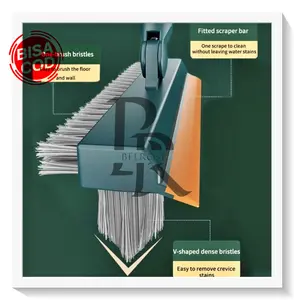 Sikat Lantai Kamar Mandi 3in1 Alat Pembersih Toilet Portable Gagang Panjang Sapu Lancip Model V Cocok Untuk Membersihkan Sudut