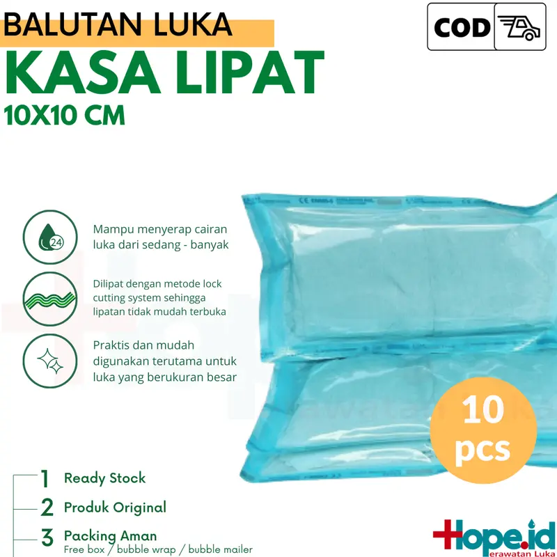 Kasa Lipat ukuran 10x10 cm isi 10 pcs dengan lipatan lock cutting system untuk rawat luka 1