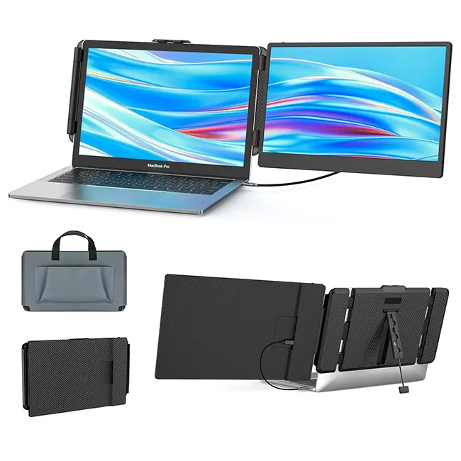 Laptop Screen Extender, 14" Portable Monitor for Laptop 13-17", 1080P FHD IPS Laptop Monitor Extender for Laptop