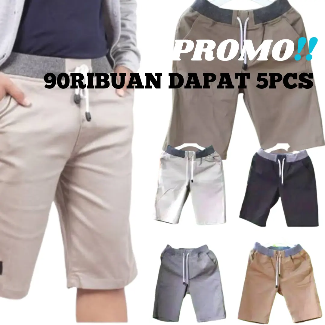 Paket Hemat 5Pcs Dengan Harga 90Ribu Dapat Celana Chinos Pendek Pria /Celana Pendek Cinos Nyaman Panjang Santai Twill Shorts Katun Lembut Casual Hitam Distro