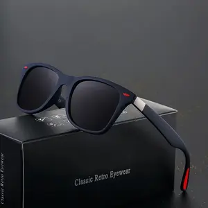 (KCM44)Kacamata Polarized Sports Sunglasses Men Pria Driving motor Square Frame Male UV400 Hitam Eyewear kacamata  sport